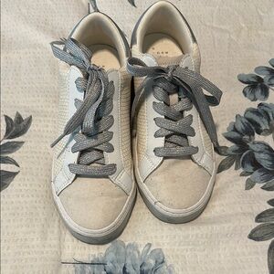 Chic White and Gray Lace-Up Sneakers